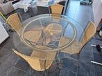 Table ronde en verre + 4 chaises, Maison & Meubles, 100 à 150 cm, 100 à 150 cm, Rond, Enlèvement