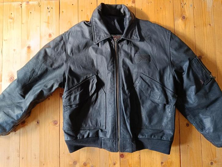 Authentiek leren bomberjack voor motorrijders, Kleding | Heren, Jassen | Winter, Gedragen, Maat 52/54 (L), Zwart, Ophalen of Verzenden
