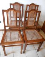 4 Antieke eiken stoelen ca 1930,  zitting + leuning in riet, Antiek en Kunst, Ophalen