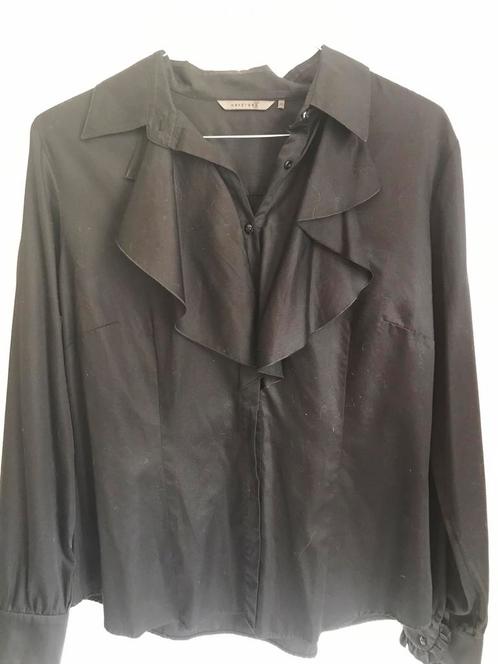XANDRES zwarte blouse met ruche (46), Kleding | Dames, Blouses en Tunieken, Ophalen of Verzenden