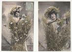 Lot 2 kaarten Fleurs des Champs Bergeret wilde bloemen vrouw, Verzamelen, Postkaarten | Themakaarten, Gelopen, Overige thema's
