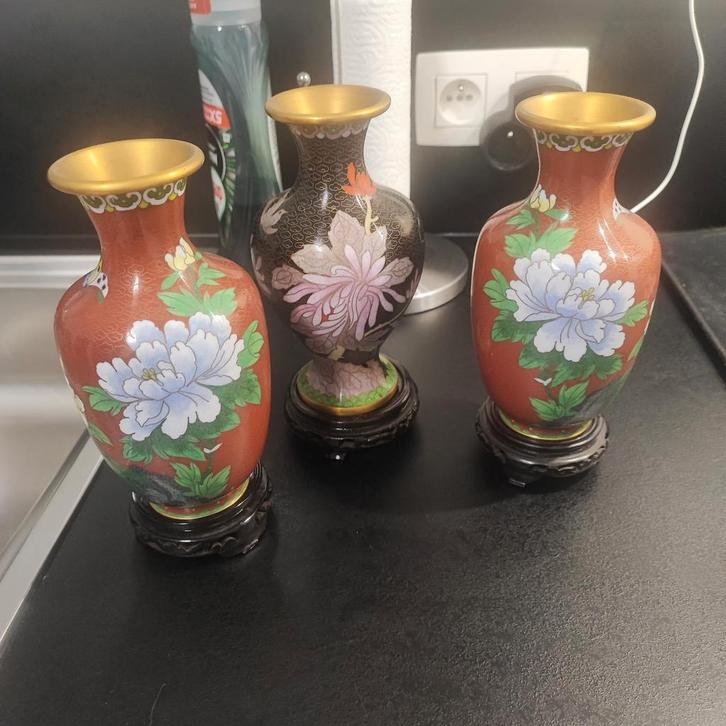 3 cloisonne, Antiek en Kunst, Antiek | Vazen, Ophalen of Verzenden