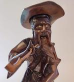 Statue oriental asiatique pêcheur en bois sculpté 48 cm, Enlèvement ou Envoi