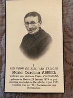 Abbeel x Vloemans 1879 Ravels 1955 Ravels-Eel, Verzamelen, Bidprentjes en Rouwkaarten, Ophalen of Verzenden, Bidprentje