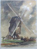 E. VAN DER BEKEN / MOLEN LANDSCHAP / ORIGINEEL WERK 50x40cm, Antiek en Kunst, Ophalen of Verzenden