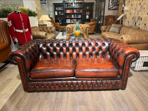 Originele zetel Chesterfield 2,5 zits bank oxblood rood, Antiquités & Art, Antiquités | Meubles | Chaises & Canapés, Enlèvement ou Envoi