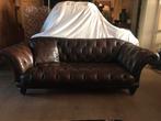 Chesterfield  leren zetel donkerbruin 250 cm - 400  euro, Ophalen, Zo goed als nieuw, Vierpersoons of meer, Leer