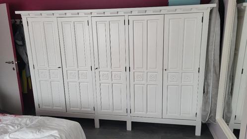 Eiken gelakte witte kleerkast, Huis en Inrichting, Kasten | Kleerkasten, Gebruikt, 150 tot 200 cm, 200 cm of meer, 50 tot 75 cm