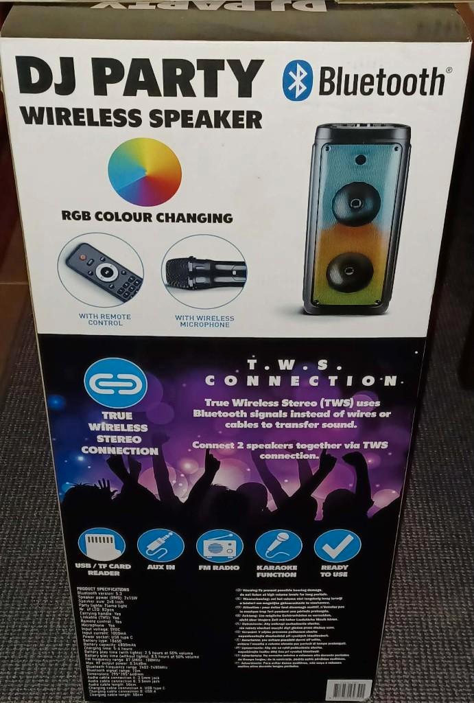 DJ Party Bluetooth wireless speaker, TV, Hi-fi & Vidéo, Enceintes, Neuf, Autres types, Autres marques, Enlèvement