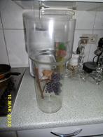 vintage, beau vase en verre, avec grappe de raisin séchée, Enlèvement ou Envoi