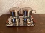 2 retro inox koffiefilters Durobor op dienblad, jaren 70., Huis en Inrichting, Keuken | Servies, Ophalen of Verzenden