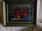 Bloem stil leven Klaprozen in Vaas staande op Tafel, Antiek en Kunst, Ophalen of Verzenden