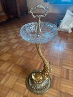 Vintage kristal asbak met koperen voet, Antiek en Kunst, Ophalen of Verzenden