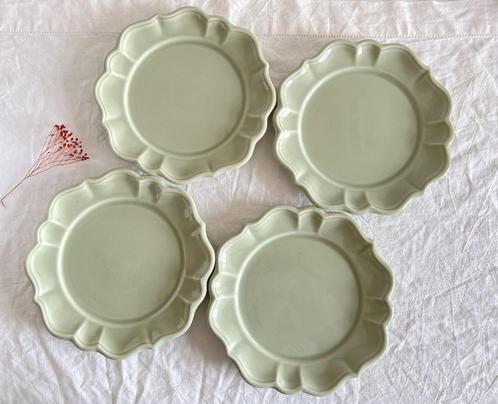 Lot de 4 assiettes plates vert menthe, Antiek en Kunst, Antiek | Servies los, Ophalen of Verzenden