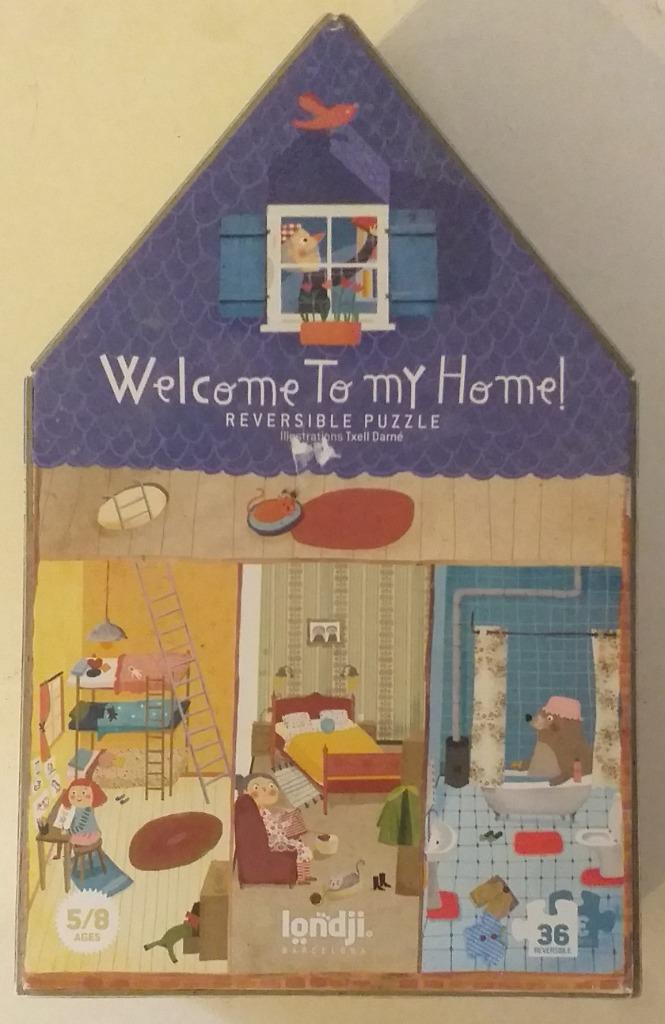 Welcome to my home! Reversible puzzle Londji., Kinderen en Baby's, Speelgoed | Kinderpuzzels, Nieuw, 6 jaar of ouder, 10 tot 50 stukjes