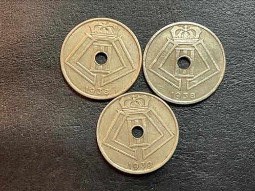 België - Volledige vooroorlogs trio 25 cent Kon LIII, Postzegels en Munten, Munten | België, Setje, Overig, Ophalen