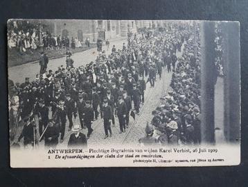 Postkaart Antwerpen 1909 Begrafenis Karel Verbist beschikbaar voor biedingen