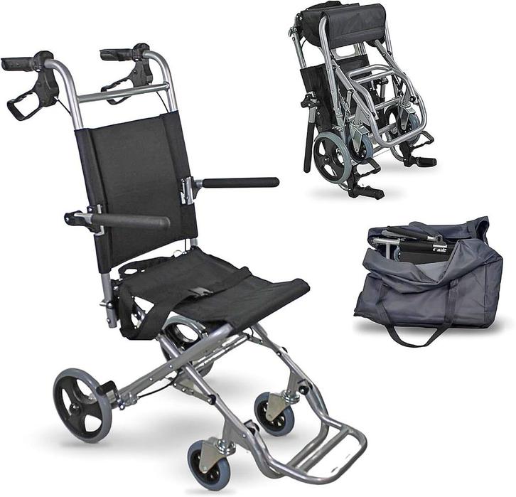 Fauteuil roulant avec housse de transport, Divers, Chaises roulantes, Comme neuf, Fauteuil roulant à pousser, Pliant, Enlèvement