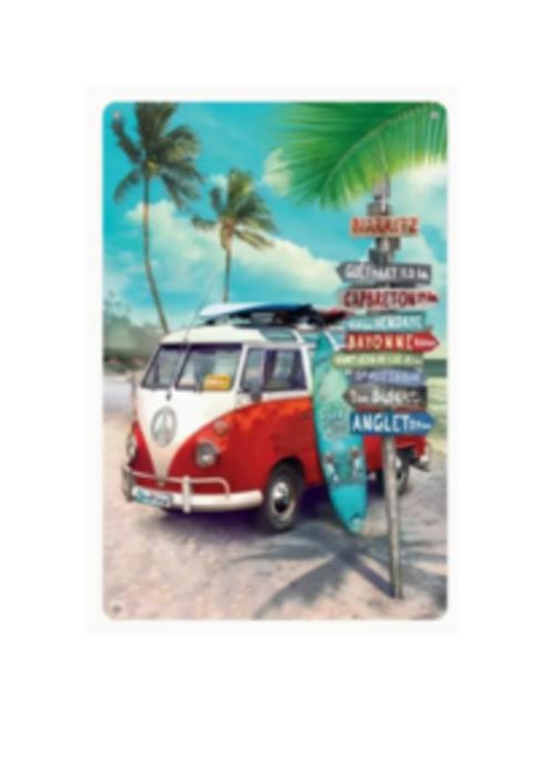 Retro busje blikken decoratie plaat, Verzamelen, Merken en Reclamevoorwerpen, Zo goed als nieuw, Reclamebord, Ophalen of Verzenden