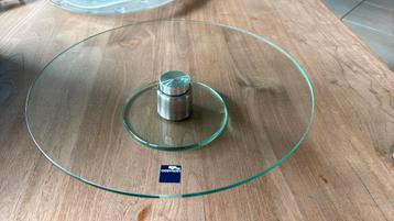 Glazen ronddraaiende taartschaal Leonardo, Huis en Inrichting, Woonaccessoires | Etagères, Ophalen, Zo goed als nieuw
