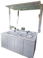 Badkamermeubel dubbele lavabo + spiegel, Huis en Inrichting, Ophalen, Gebruikt, 100 tot 150 cm, Minder dan 100 cm