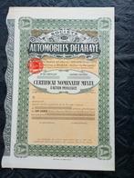 Automobiles Delahaye, Postzegels en Munten, Aandelen en Waardepapieren, Ophalen of Verzenden