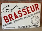 Emaille reclamebord Maison Brasseur Trazegnies 1955, Verzamelen, Ophalen, Zo goed als nieuw, Reclamebord
