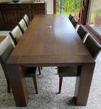 Tafel met 8 stoelen in leder. Als set te koop, Huis en Inrichting, Ophalen, 100 tot 150 cm, Eikenhout, 200 cm of meer