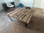 Prachtige salontafel hardhout metalen frame 1m10 op 1m10, Ophalen, Zo goed als nieuw, Minder dan 50 cm, 100 tot 150 cm