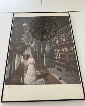Gesigneerde Prent Paul Delvaux 'Al de lichten' (1962) beschikbaar voor biedingen