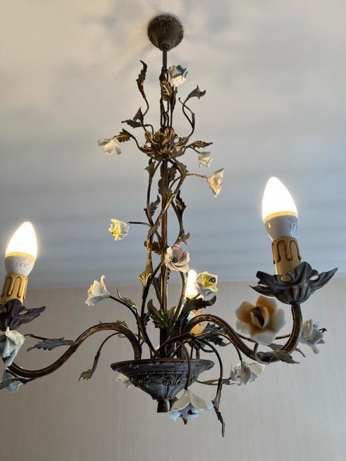 Vintage antieke Italiaanse Tole kroonluchter - zeldzaam, Antiek en Kunst, Antiek | Verlichting, Ophalen