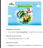 2 tickets Bellewaerde voor zondag 12/10, Tickets en Kaartjes, Twee personen, Ticket of Toegangskaart
