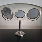 Vintage Franse kap/make up spiegel matte chrome., Ophalen of Verzenden