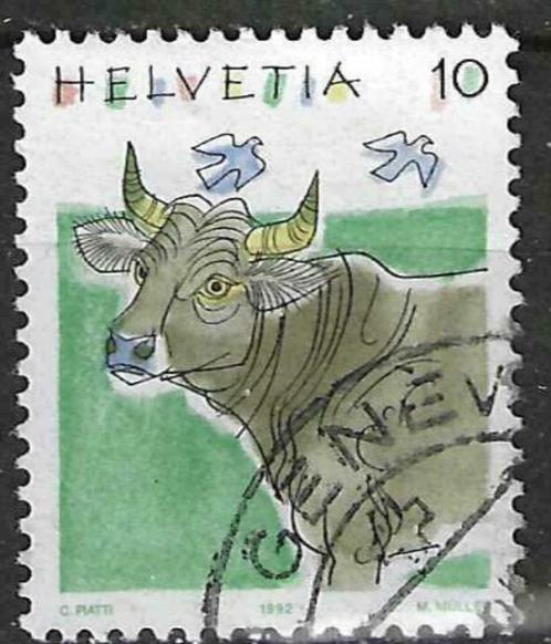 Zwitserland 1991 - Yvert 1389 - Dieren - Koe (ST), Timbres & Monnaies, Timbres | Europe | Suisse, Affranchi, Envoi