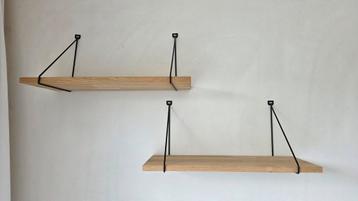 Set van 2 Wandplankjes – Hout & Metaal – 60 x 23 cm beschikbaar voor biedingen