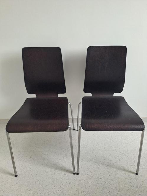 2 zwart-bruine vintage Ikea Gilbert stoelen, Huis en Inrichting, Stoelen, Gebruikt, Twee, Hout, Metaal, Zwart, Ophalen