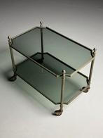 Vintage salontafel bijzettafel metaal glas, Antiek en Kunst, Ophalen
