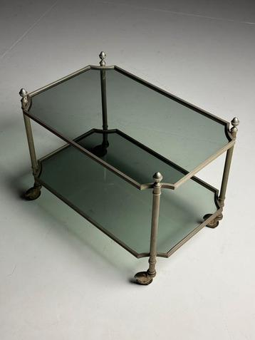Vintage salontafel bijzettafel metaal glas beschikbaar voor biedingen