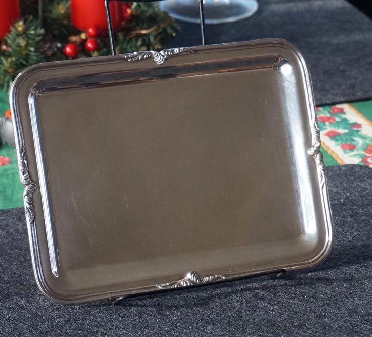 Paar Bruno Wiskemann verzilverde dienbladen, Antiek en Kunst, Antiek | Zilver en Goud, Zilver, Ophalen of Verzenden