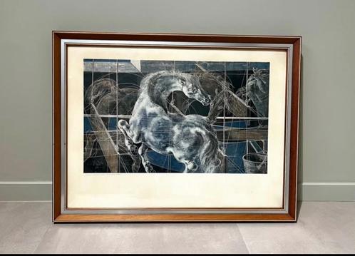 Schilderij reproductie "Im Pferdenstall" van Hans Erni, Antiek en Kunst, Kunst | Schilderijen | Klassiek, Ophalen