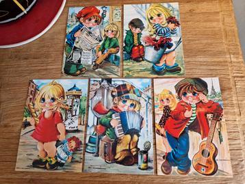 Lot van 5 vintage postkaarten  beschikbaar voor biedingen