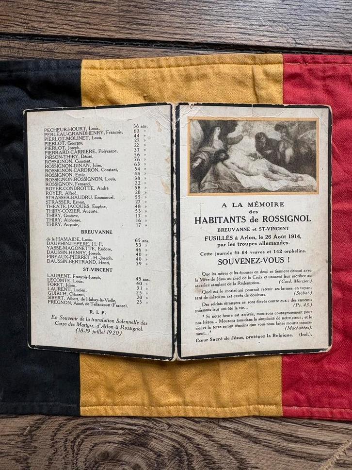 Overlijdensbericht voor het bloedbad in Rossignol in 1914, Verzamelen, Militaria | Tweede Wereldoorlog, Ophalen of Verzenden