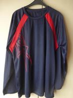 Blauw T-shirt, rood patroon, lange mouwen T:XL, Ophalen of Verzenden, Zo goed als nieuw, Blauw