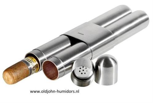 SK02 ADORINI  RVS SIGARENKOKER + BEVOCHTIGER VOOR 2 SIGAREN, Verzamelen, Rookartikelen, Aanstekers en Luciferdoosjes, Nieuw, Tabaksdoos of Verpakking