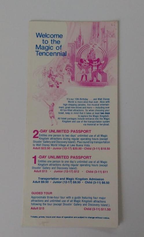 Welcome to the Magic Tencennial : Disney Village/Epcot 1981, Collections, Disney, Comme neuf, Papier, Carte ou Papeterie, Mickey Mouse