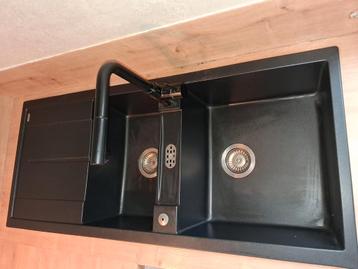 Évier avec son robinet douchette  Blanco noir 100% complet  beschikbaar voor biedingen