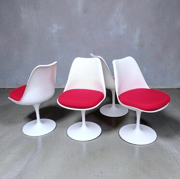 4x Saarinen Knoll International Tulip chair stoel 1970-80s, Huis en Inrichting, Stoelen, Gebruikt, Vijf, Zes of meer stoelen, Kunststof