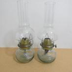 2x oude glazen olielamp [910], Antiek en Kunst, Ophalen of Verzenden