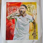 Portret Sergio Ramos door Raffaele De Leo, Antiek en Kunst, Kunst | Litho's en Zeefdrukken, Ophalen