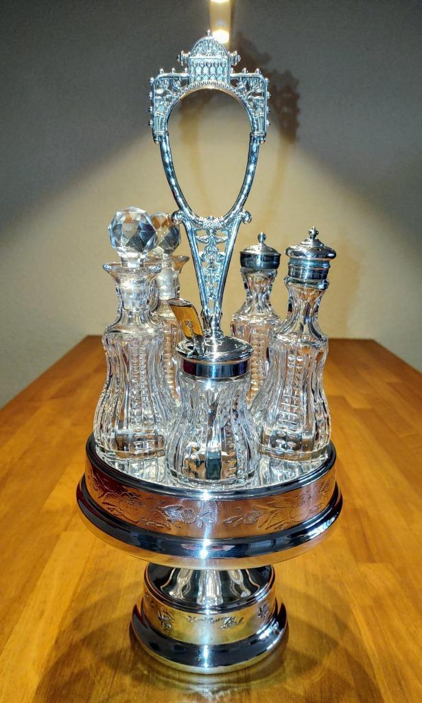 Victoriaanse Cruet set, peper,zout,olie,azijn,mosterd., Antiek en Kunst, Antiek | Schalen, Verzenden